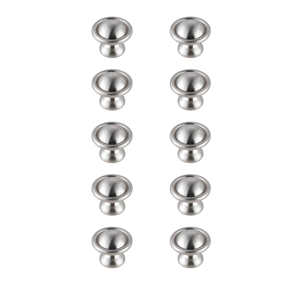 Kadea 1.2" Diameter Brushed Nickel Mushroom Knob Multipack (Set of 10). Picture 1