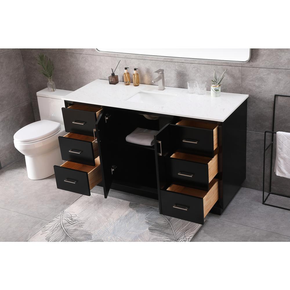 60 Inch SIngle Bathroom Vanity In Black. Picture 3