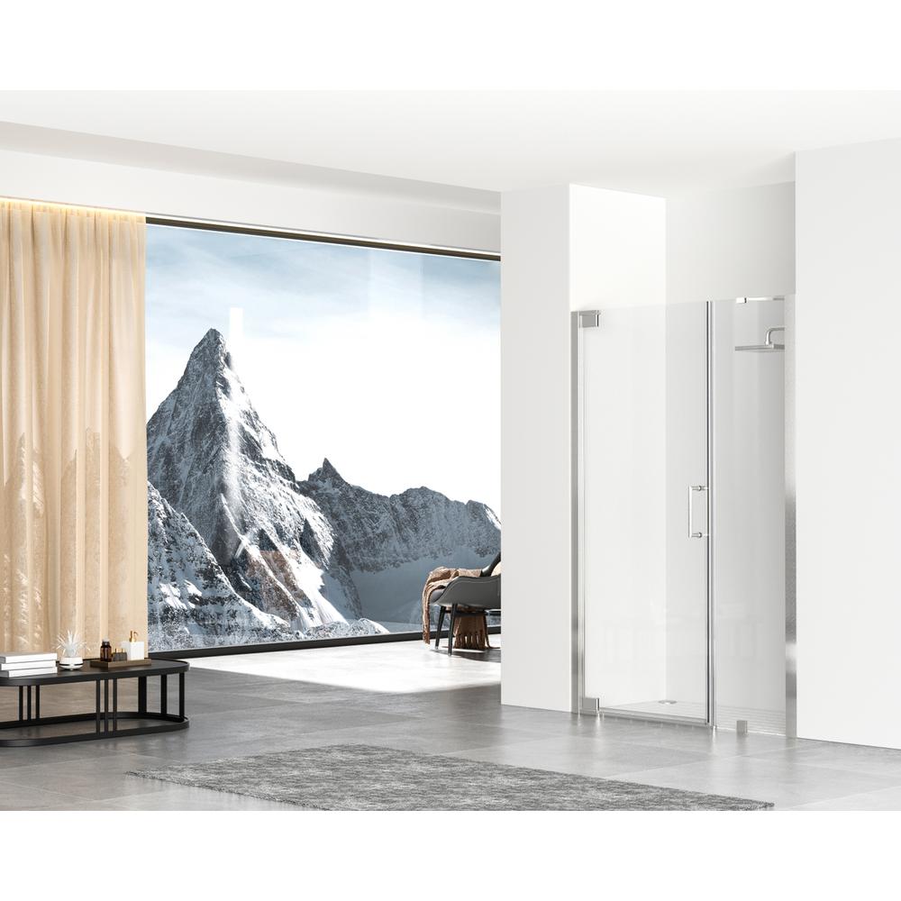 Semi-frameless hinged shower door 48 x 72 Brushed Nickel. Picture 3