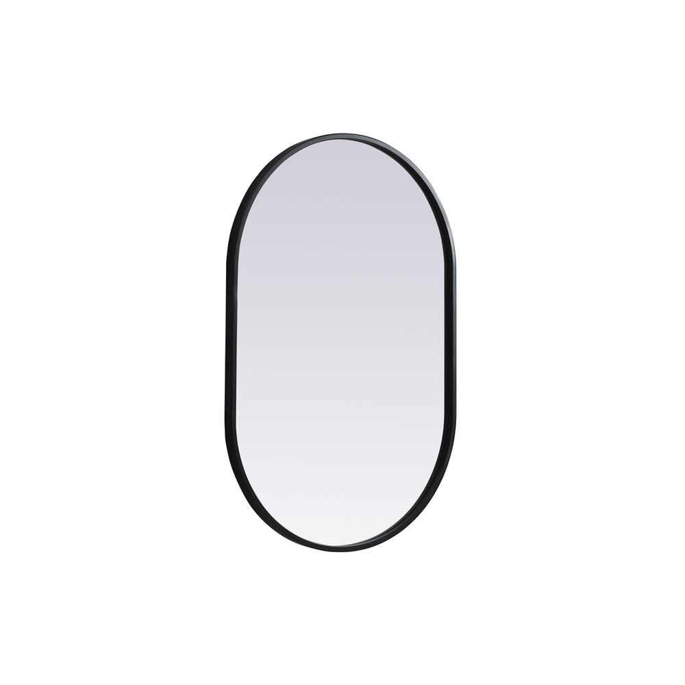 Metal Frame Oval Mirror 20x30 Inch in Black. Picture 7