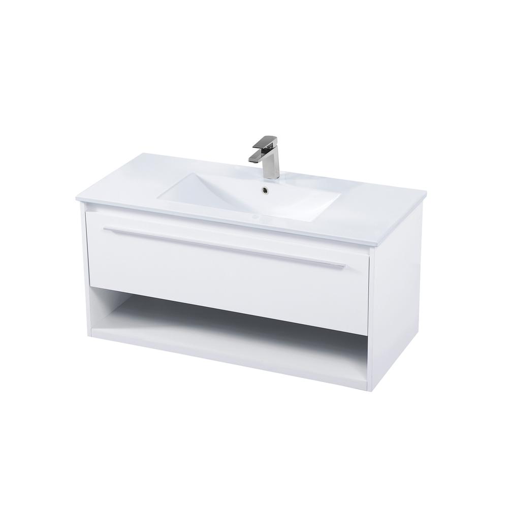 40 inch  Single Bathroom Floating Vanity in White. Picture 7