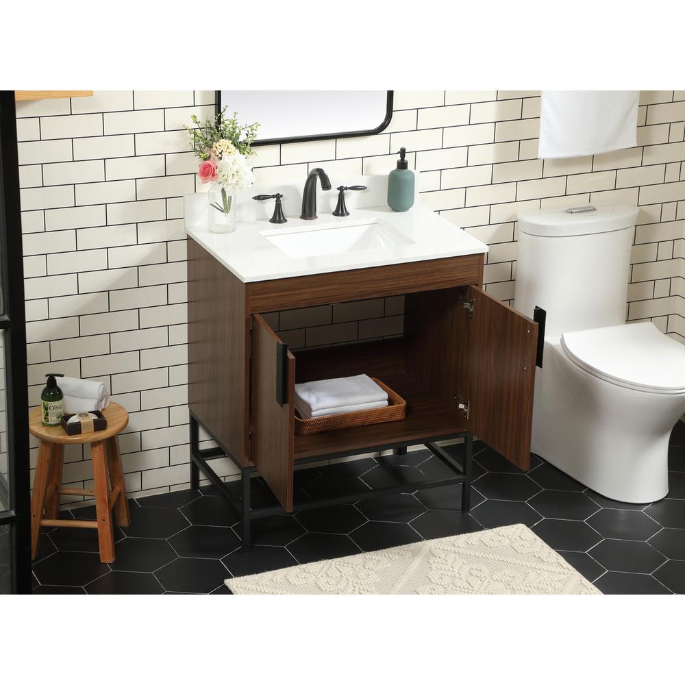 30 inch Single bathroom vanity in walnut with backsplash. Picture 3