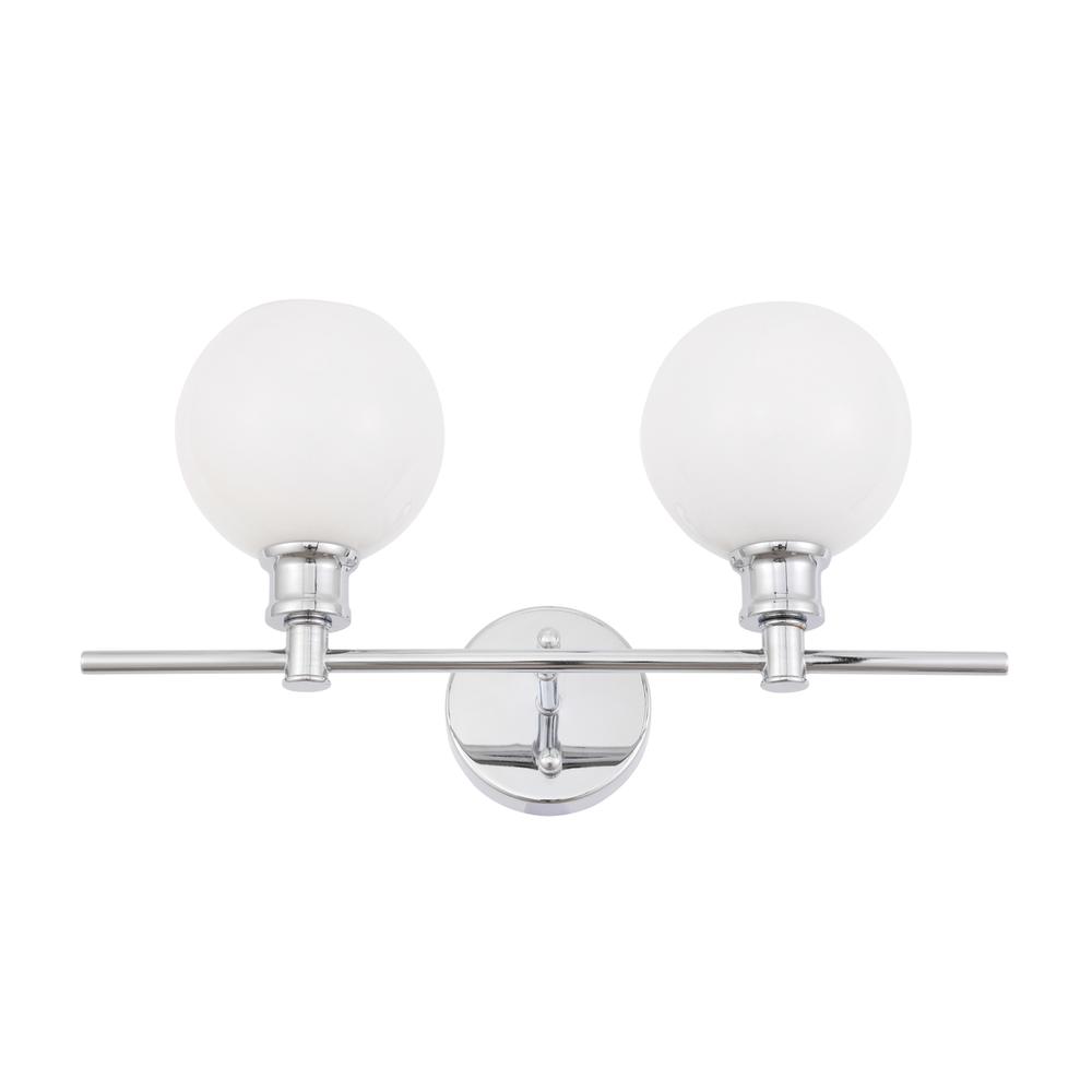 Collier 2 light Chrome and Frosted white glass Wall sconce. Picture 4