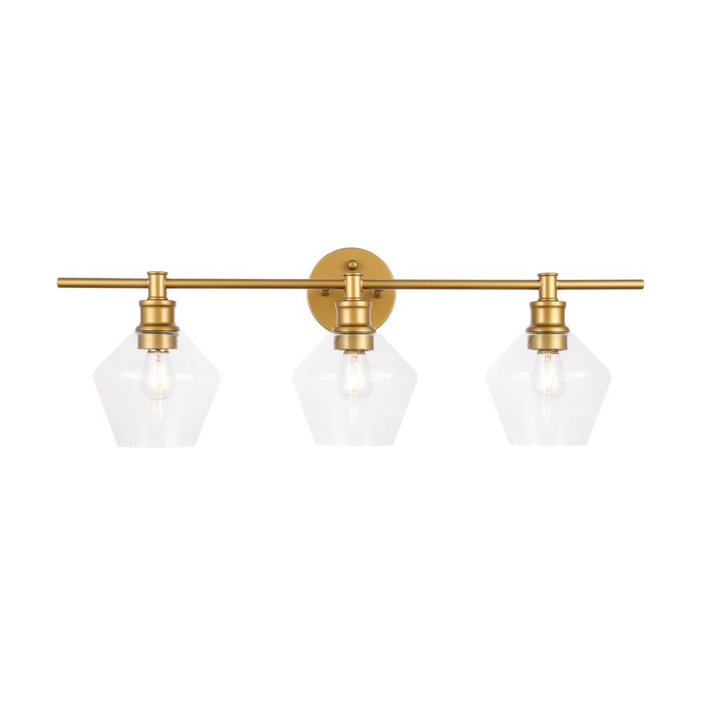 Gene 3 light Brass and Clear glass Wall sconce. Picture 9