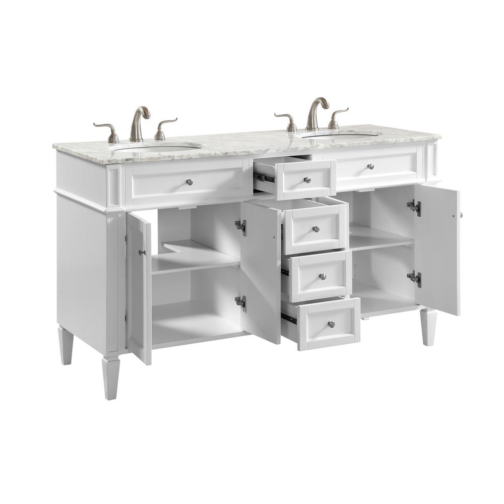 60 In. Double Bathroom Vanity Set In White. Picture 4