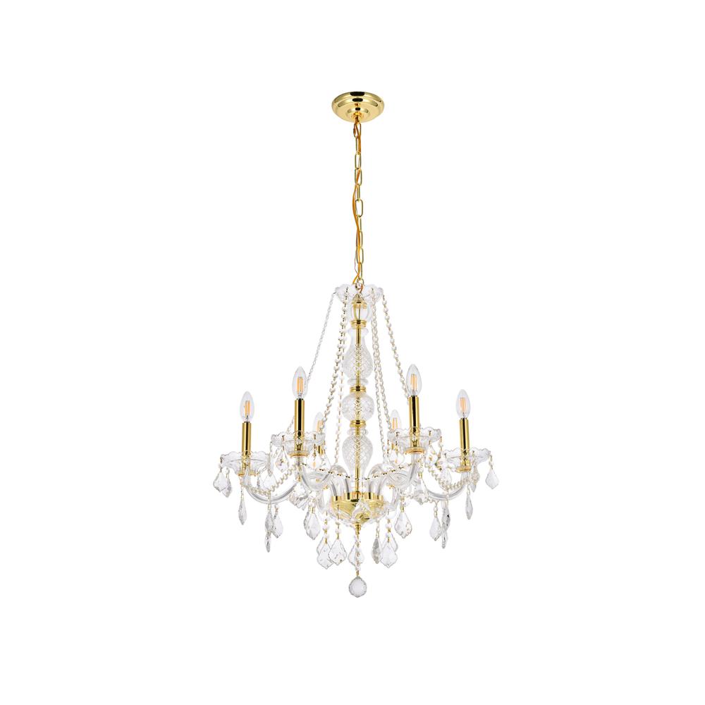 Verona 6 light Gold Chandelier Clear Royal Cut Crystal. Picture 6
