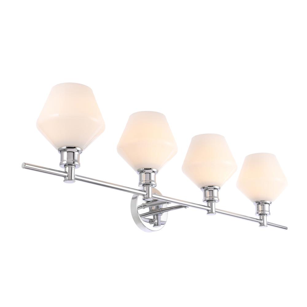 Gene 4 light Chrome and Frosted white glass Wall sconce. Picture 7