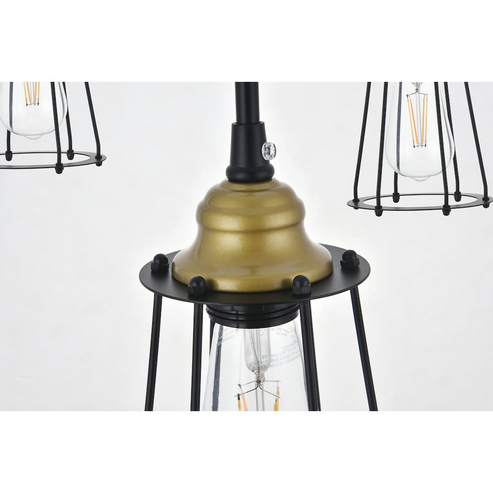 Auspice 3 Light Brass And Black Pendant. Picture 10