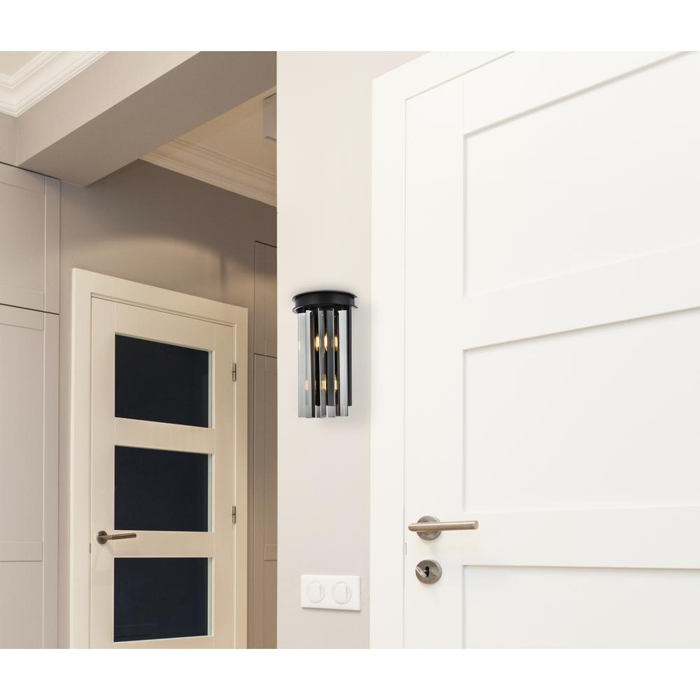 Sydney 2 light Matte Black Wall Sconce Silver Shade (Grey) Royal Cut Crystal. Picture 7