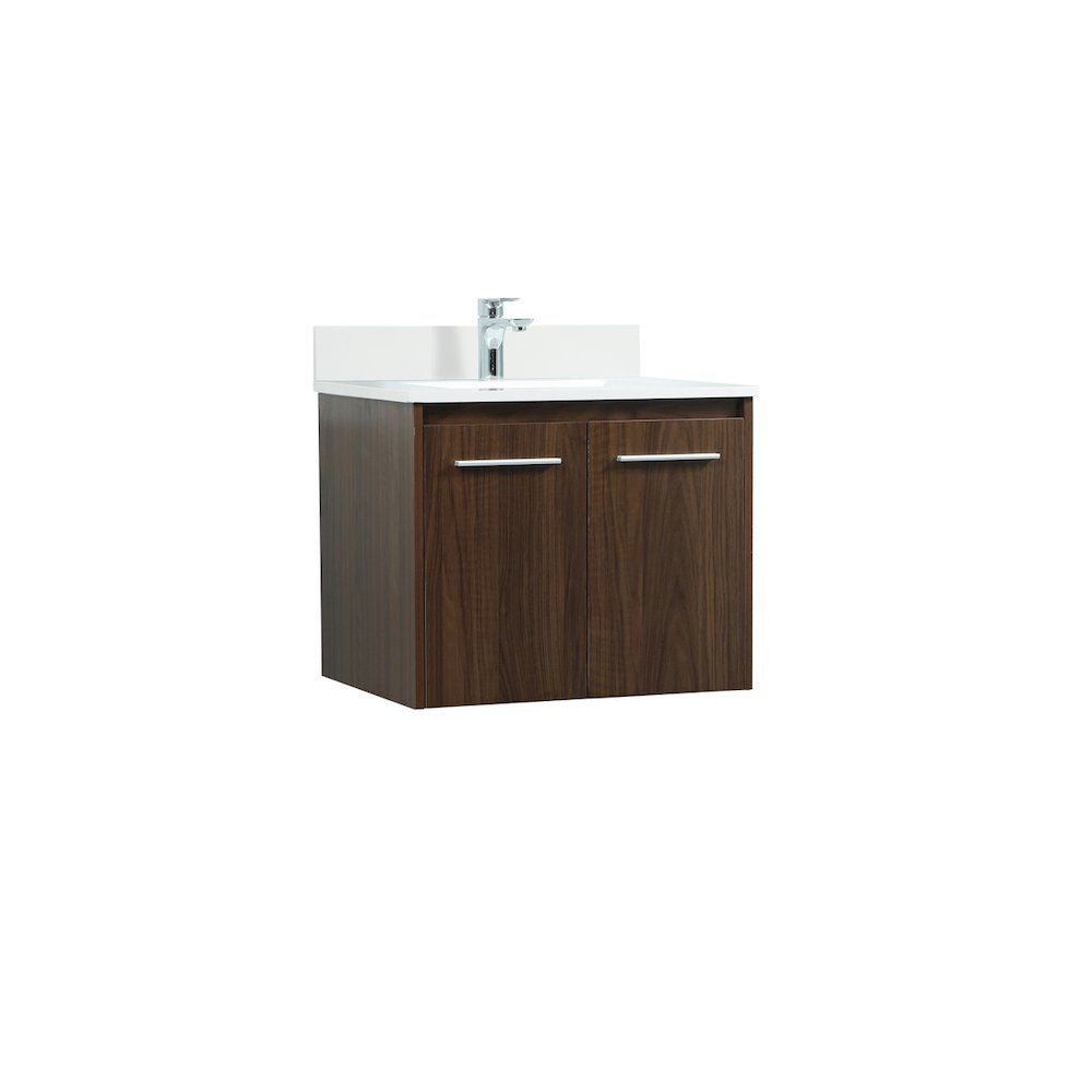 24 Inch Single Bathroom Vanity In Walnut With Backsplash. Picture 8