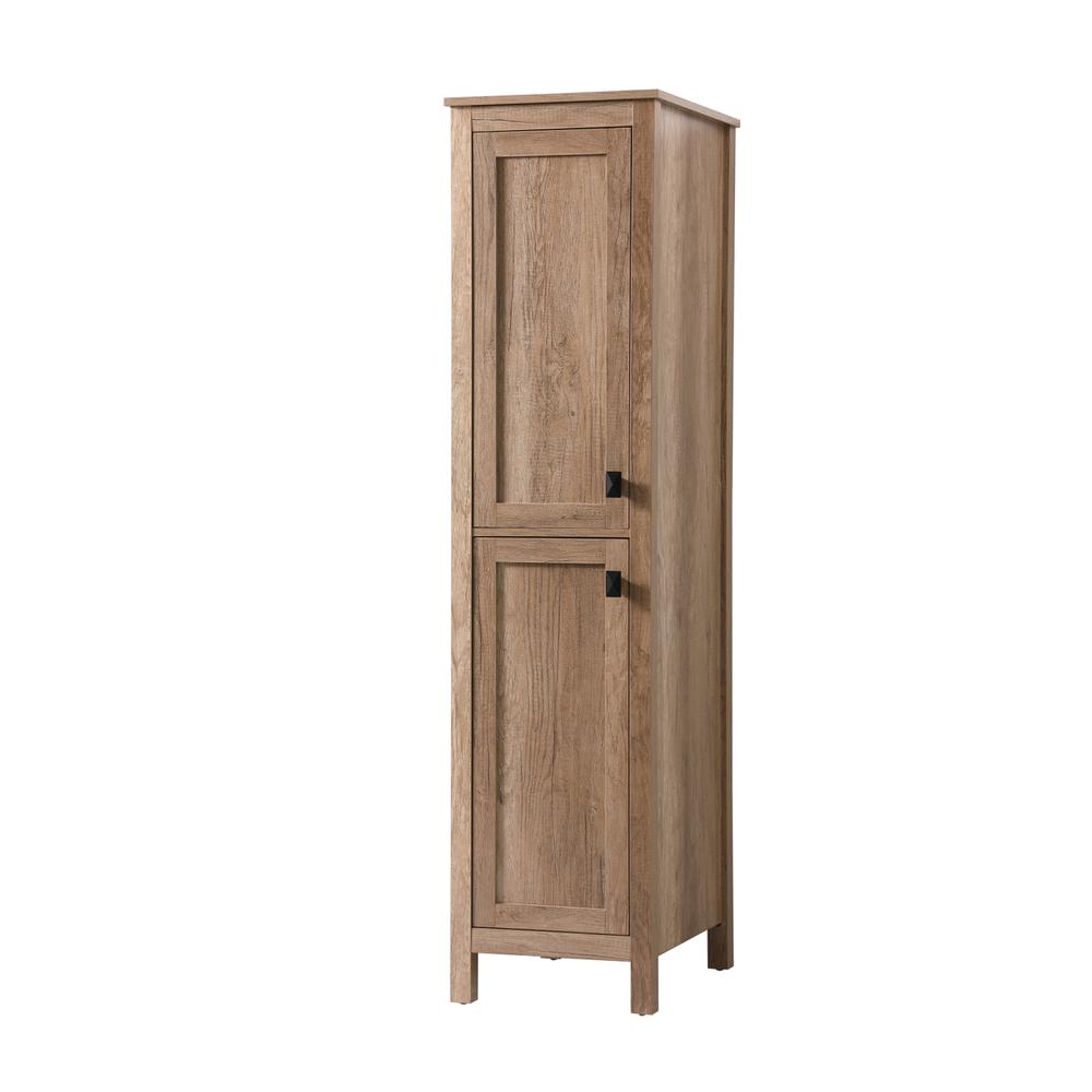 16 Inch Wide Bathroom Linen Storage Freestanding Cabinet In Natural Oak. Picture 2