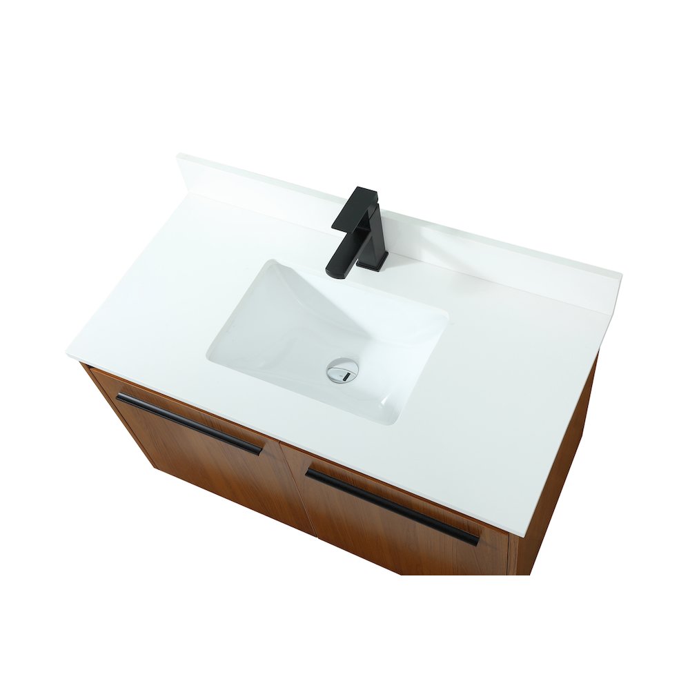 36 Inch Single Bathroom Vanity In Teak With Backsplash. Picture 11