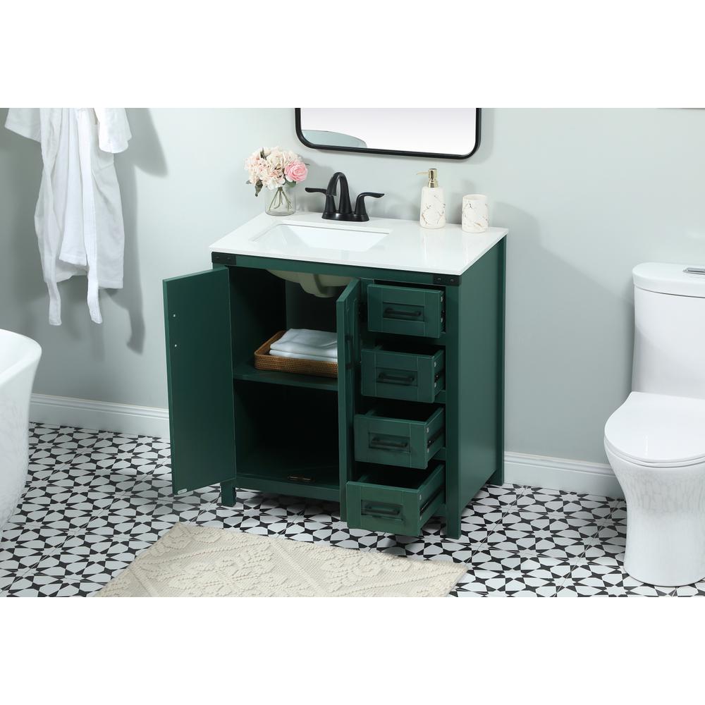 32 inch Single bathroom vanity in green. Picture 3