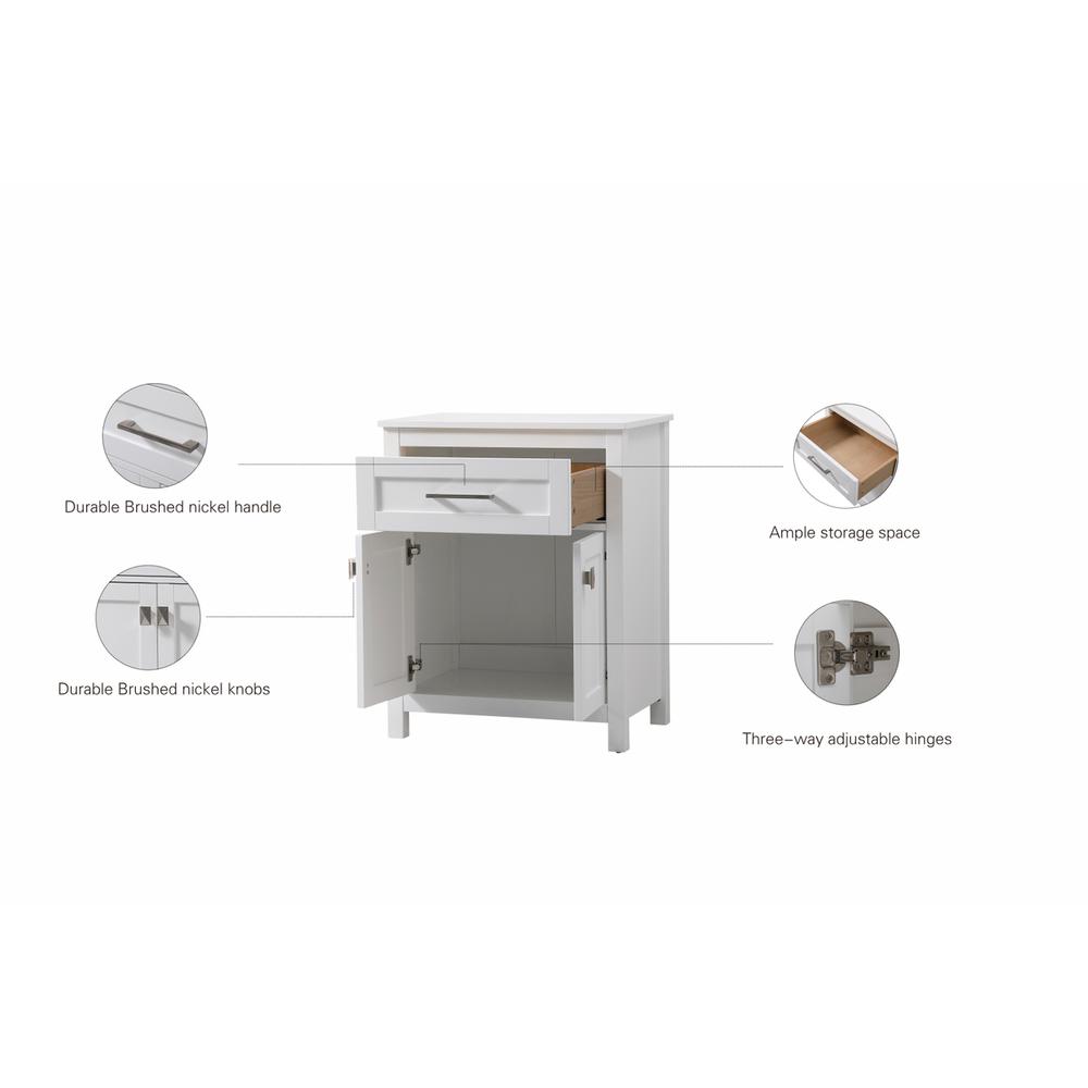 24 Inch Wide Bathroom Storage Freestanding Cabinet In White. Picture 12