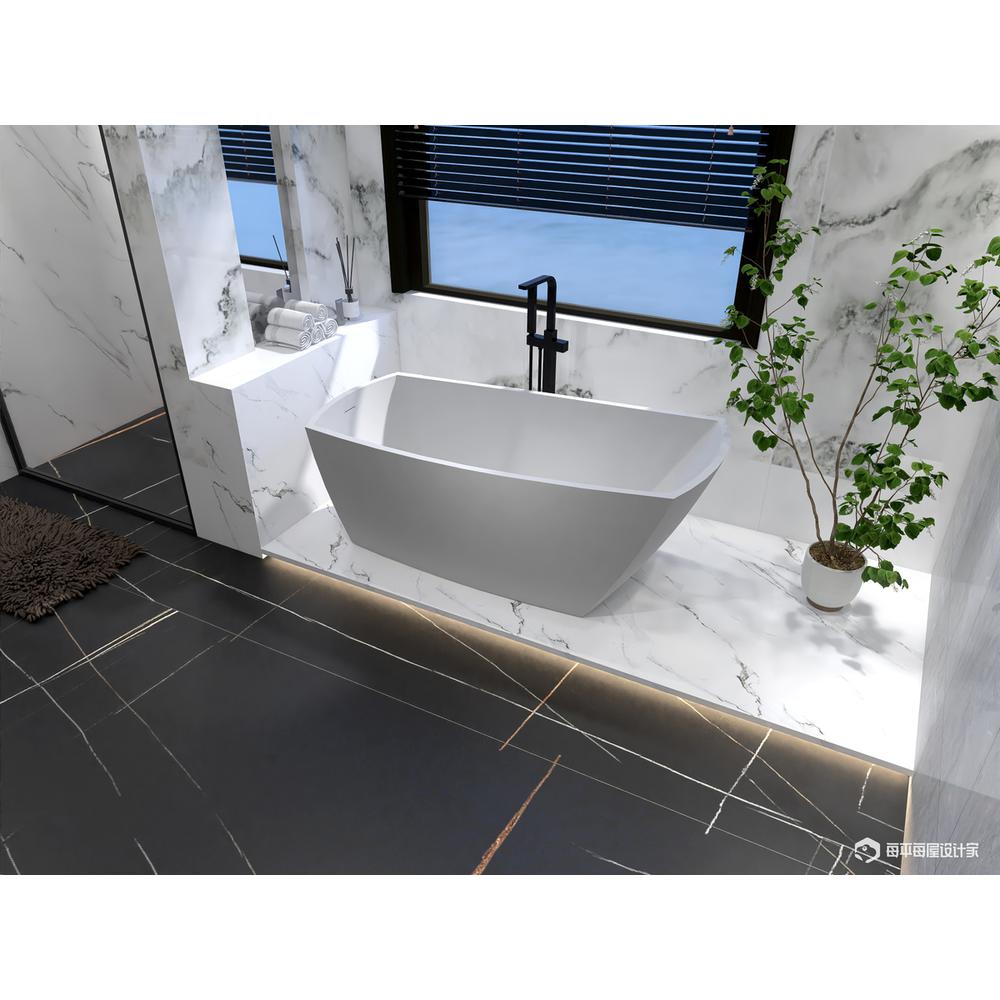 67 inch soaking single slipper rectangular bathtub in glossy white. Picture 3