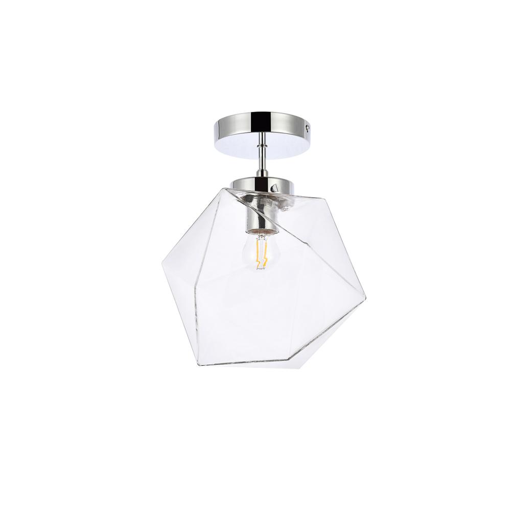 Lawrence 1 light chrome and clear glass flush mount. Picture 4
