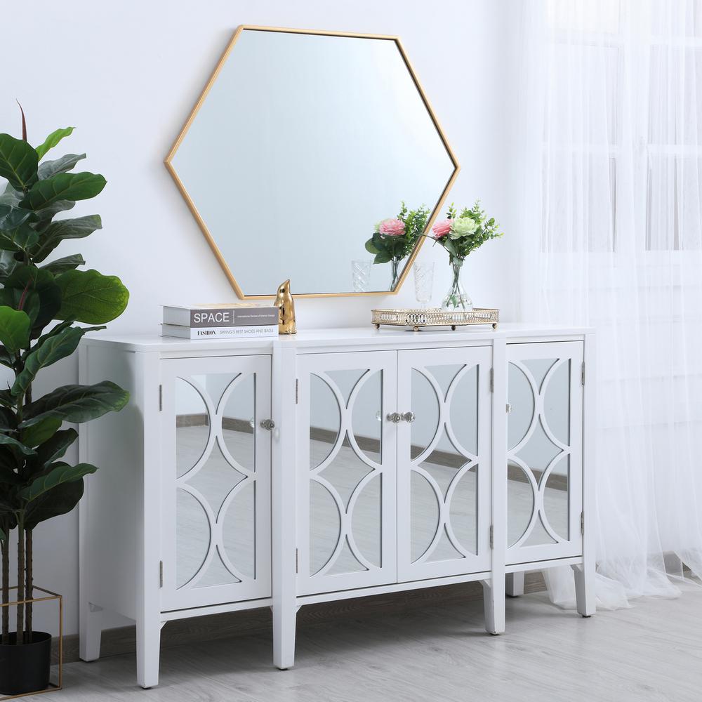 Metal frame hexagon mirror 30 inch in Brass. Picture 8