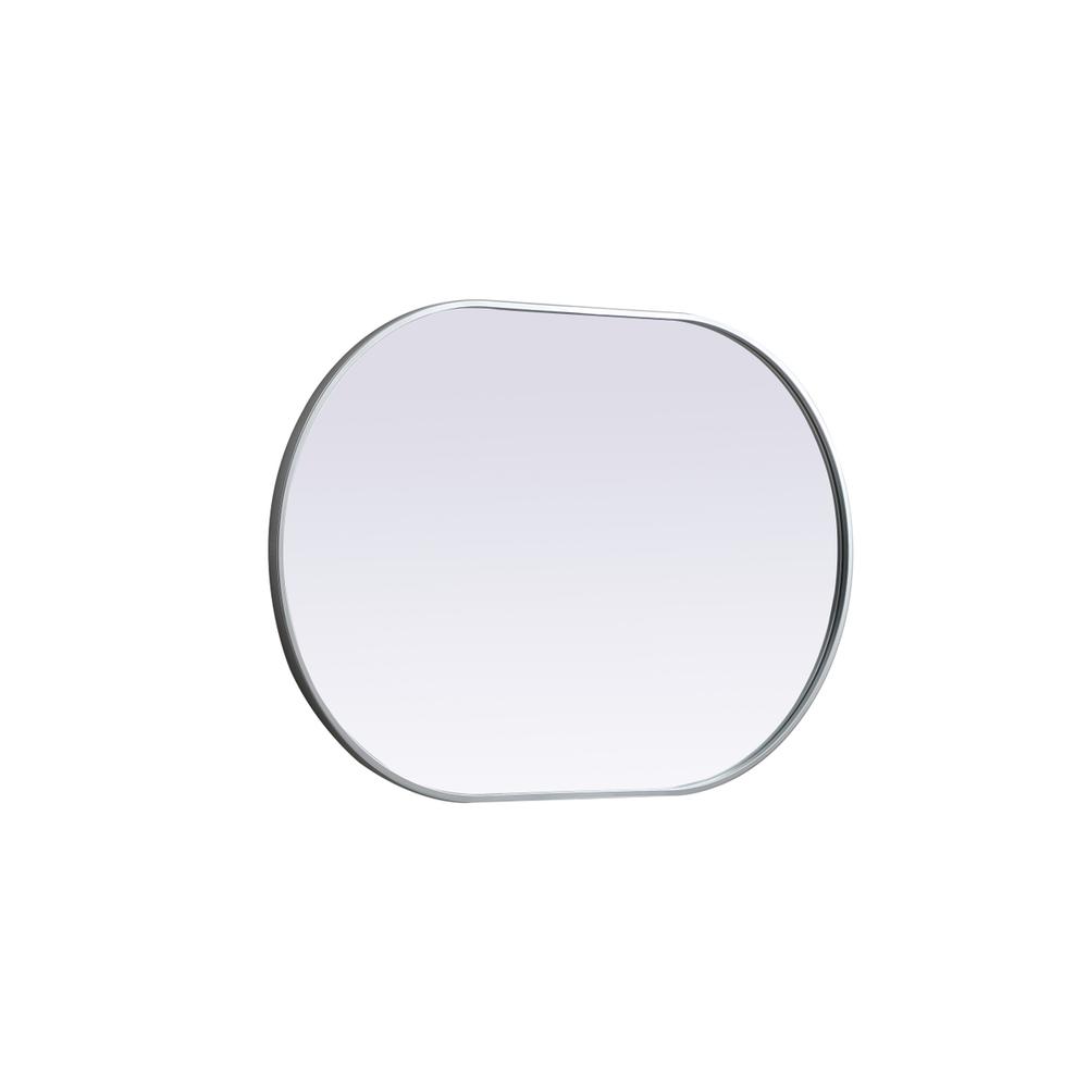 Metal Frame Oval Mirror 27x40 Inch in Silver. Picture 9