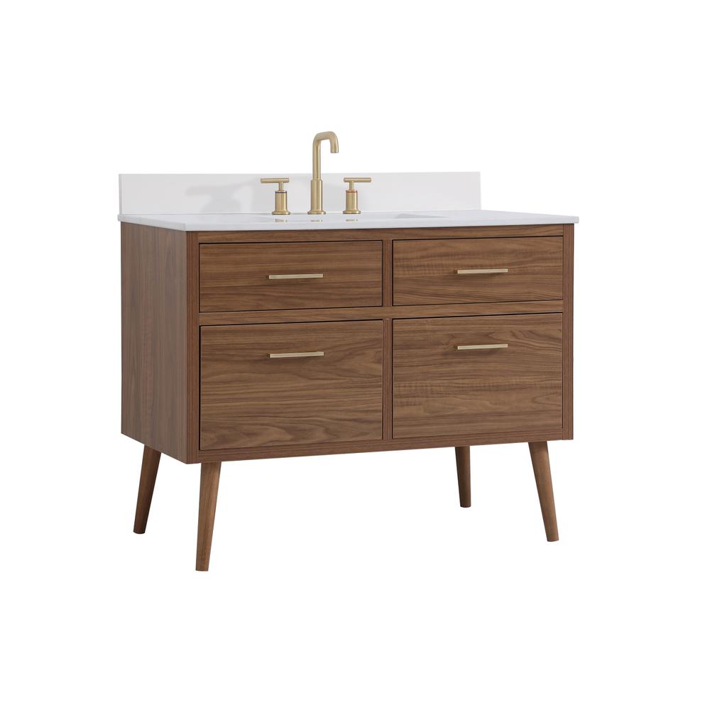 42 inch bathroom Vanity in Walnut Brown with Backsplash. Picture 7