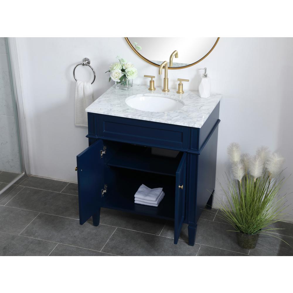 30 inch Single bathroom vanity in blue. Picture 3