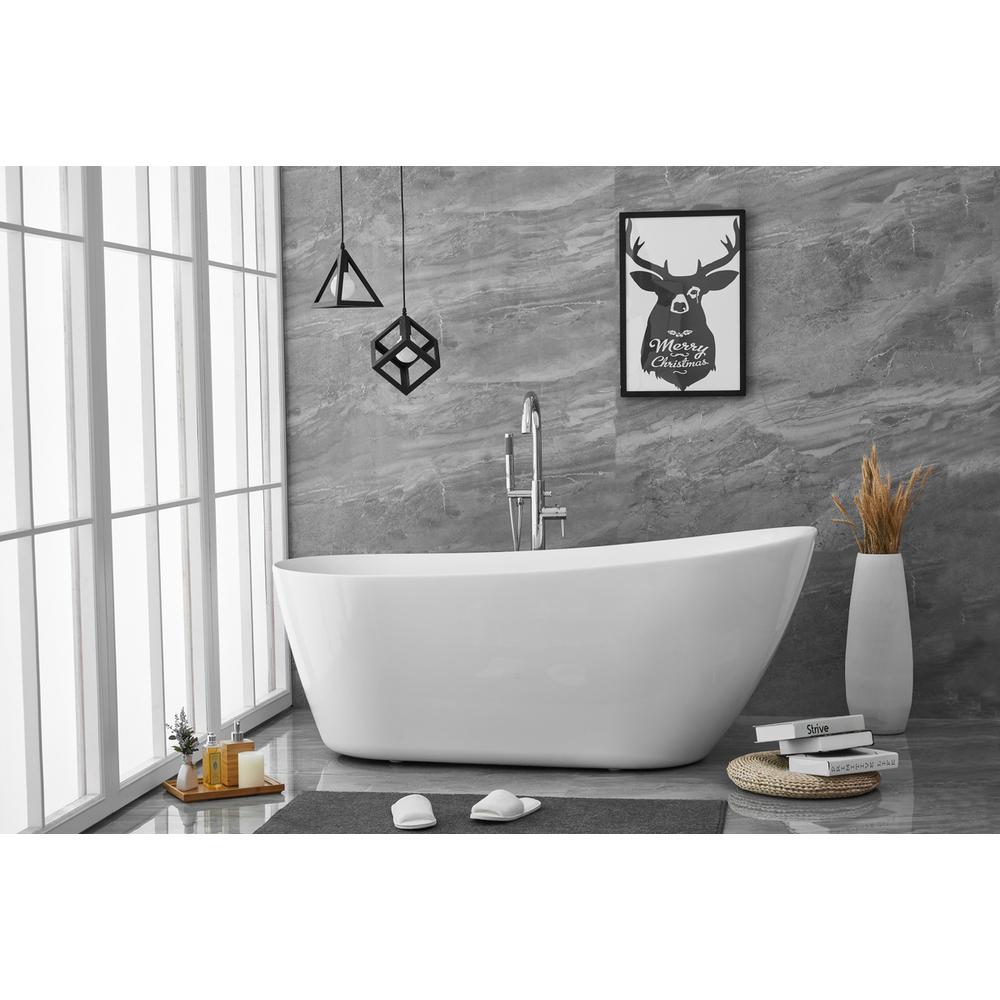 67 inch soaking Single slipper bathtub in glossy white. Picture 14