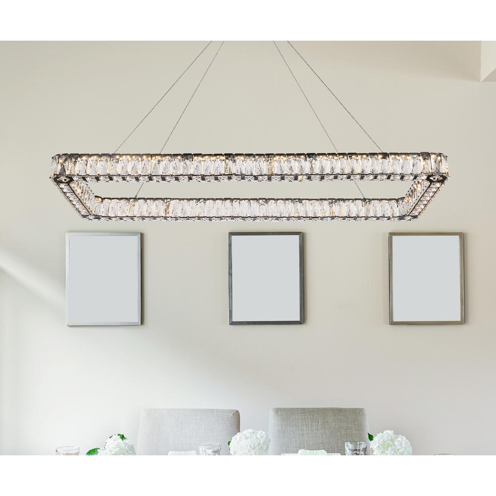 Monroe 50 inch LED Single rectangle pendant in black. Picture 8