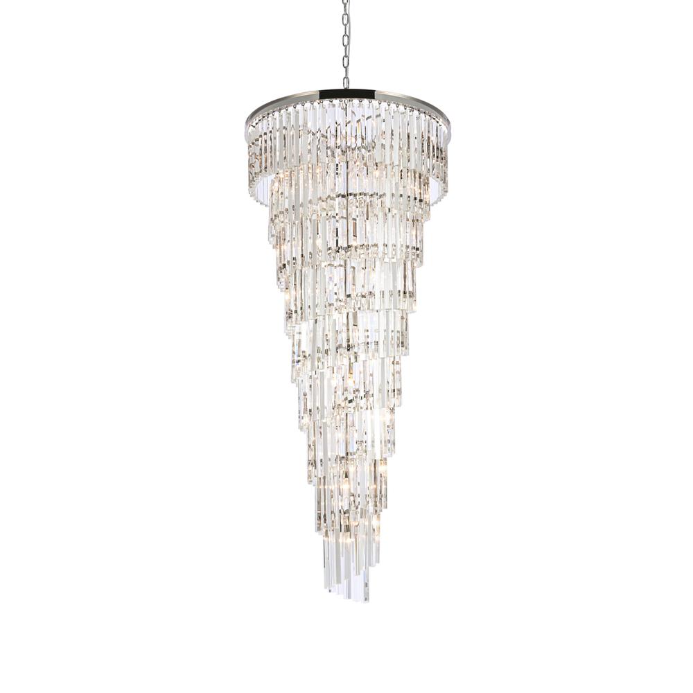 Sydney 30 inch spiral crystal chandelier in polished nickel. Picture 2