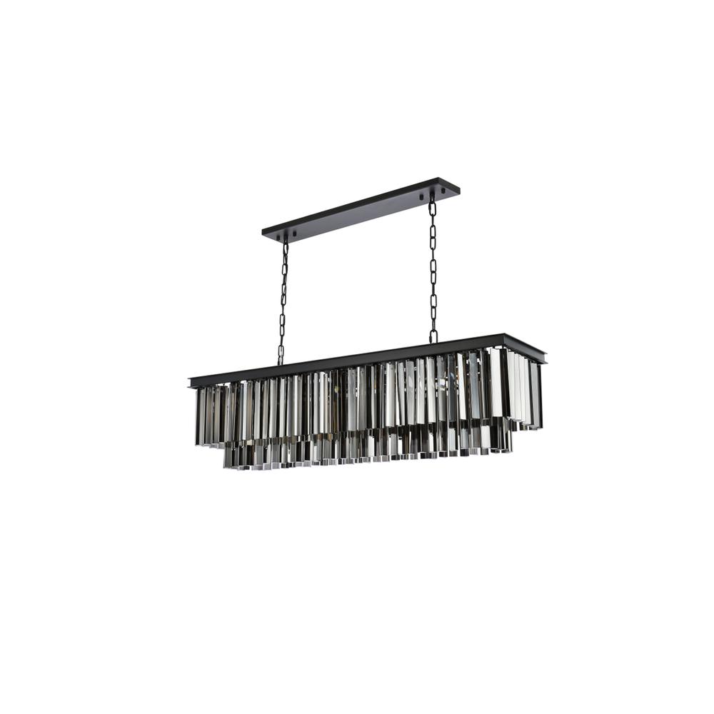 Sydney 12 light Matte Black Chandelier Silver Shade (Grey) Royal Cut Crystal. Picture 6