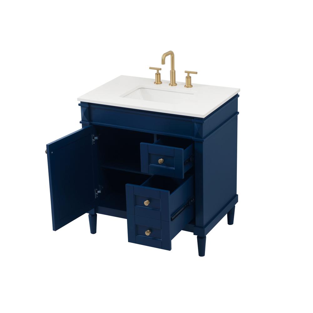 32 inch Single bathroom vanity in blue. Picture 9