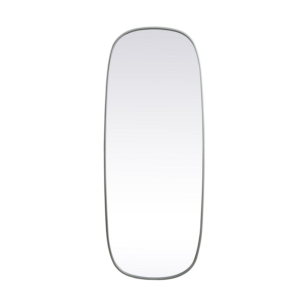 Metal Frame Oval Mirror 24x60 Inch in Silver. Picture 1
