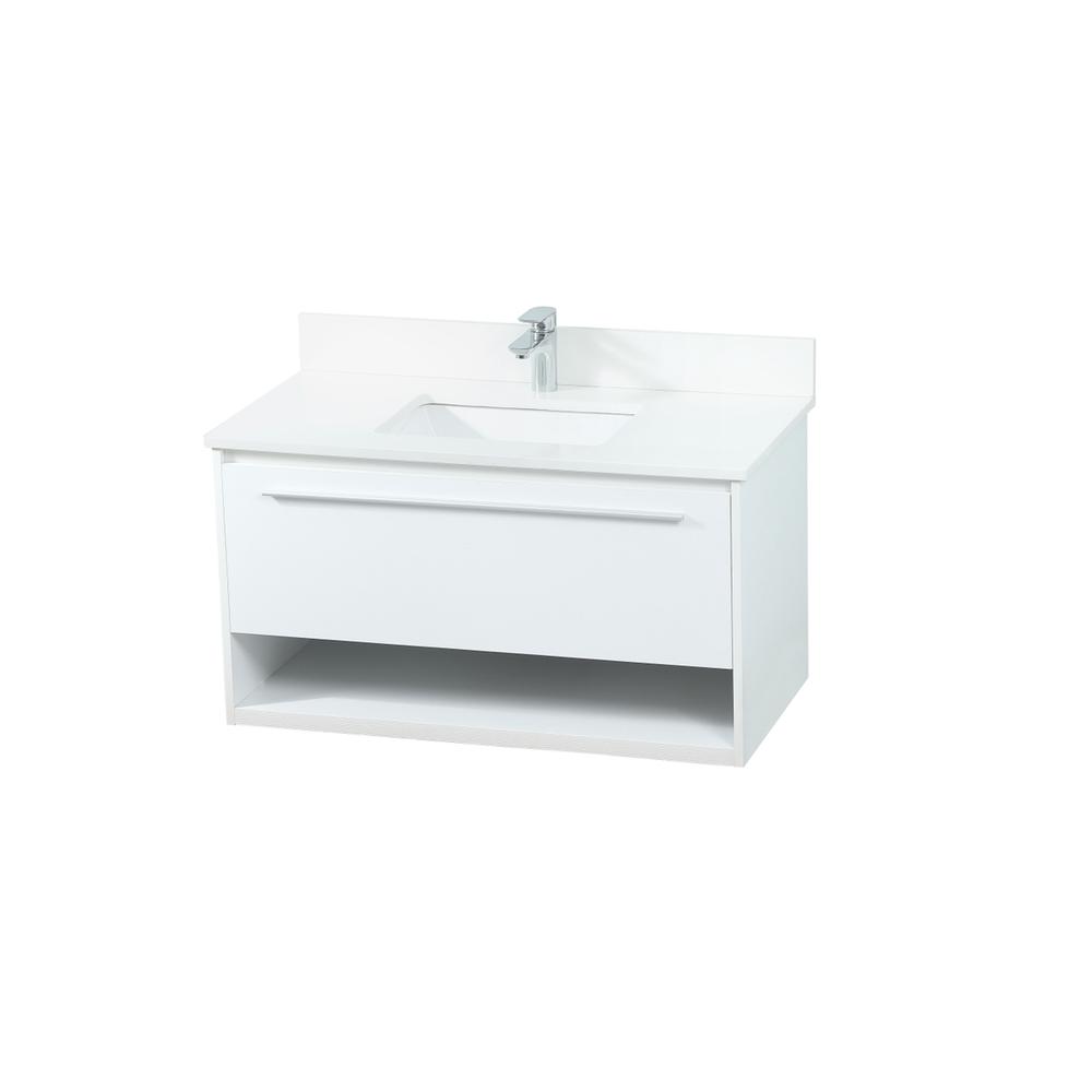 36 inch Single bathroom vanity in white with backsplash. Picture 8