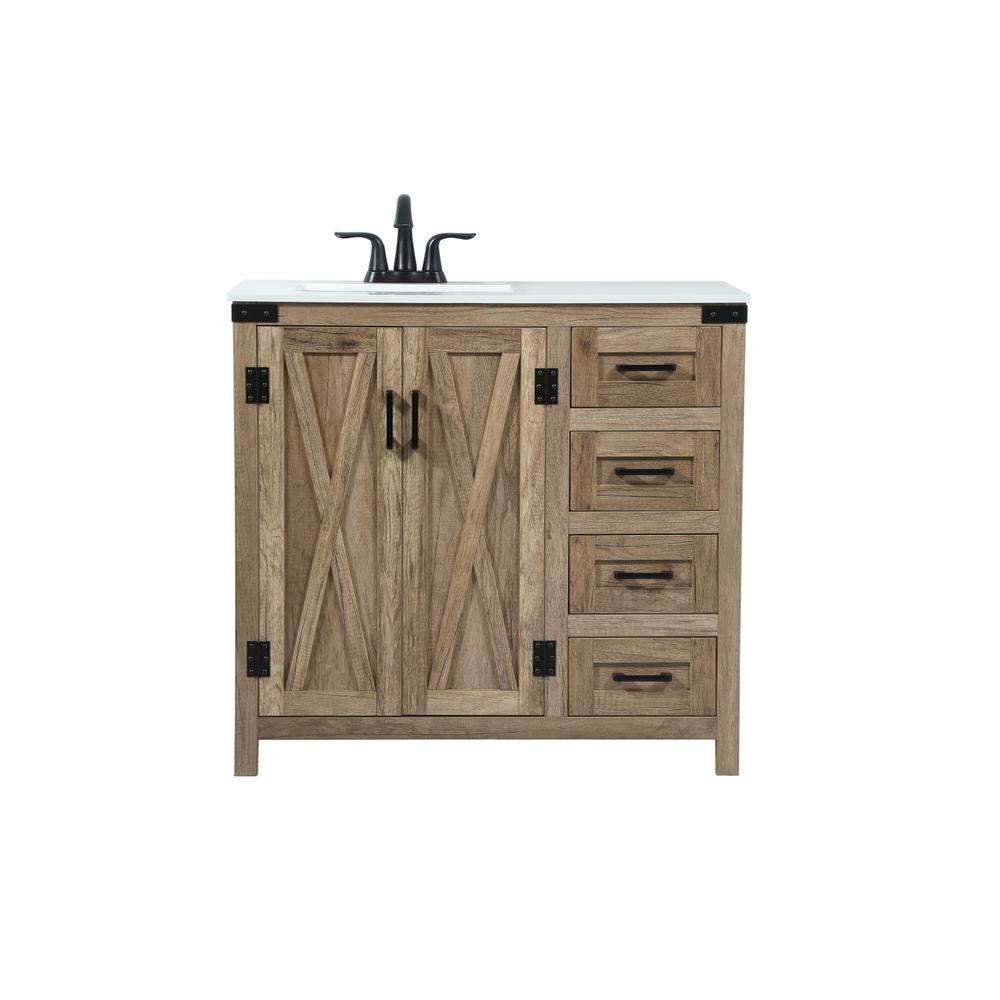 36 inch Single bathroom vanity in natural oak. Picture 1