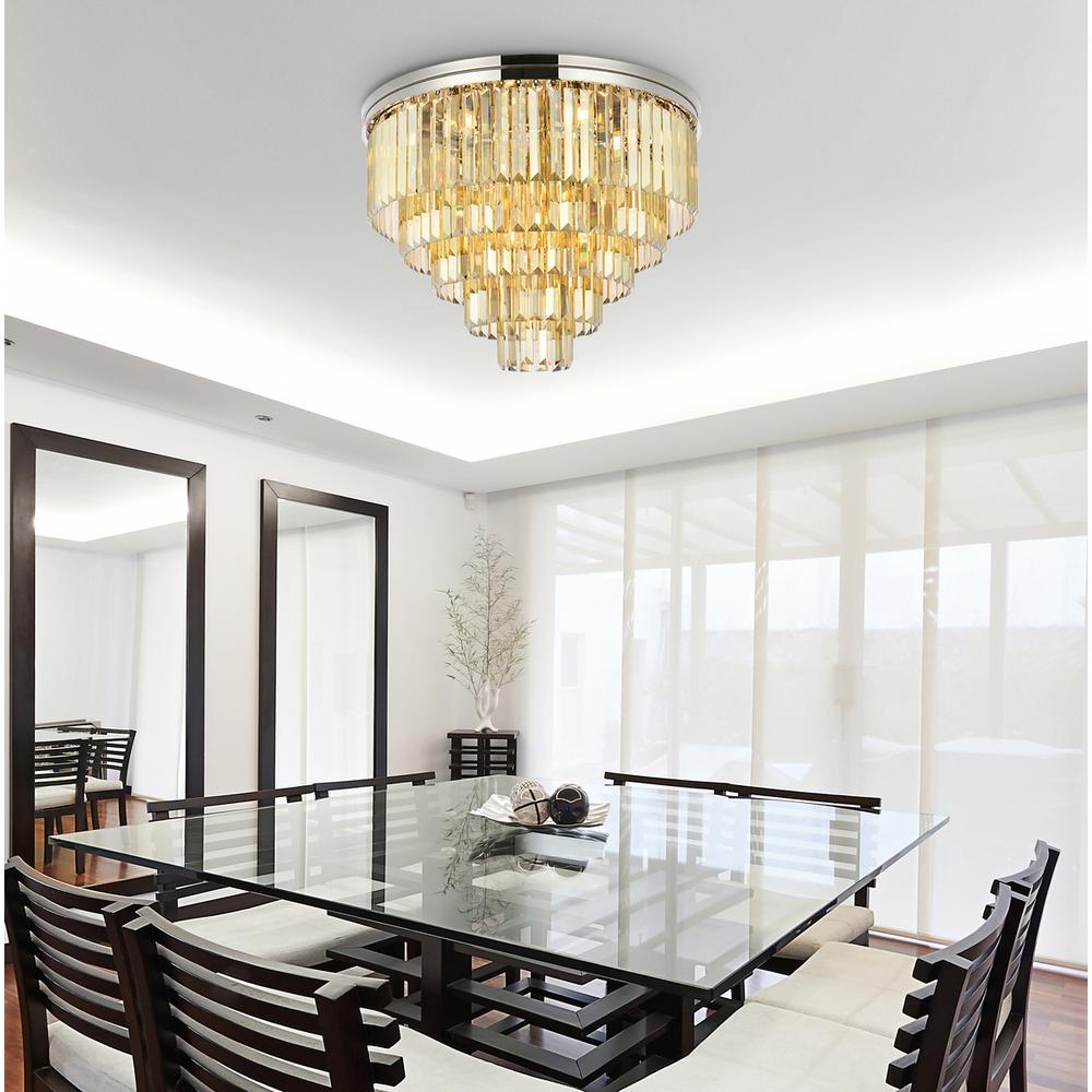 Sydney 17 light polished nickel Flush Mount Golden Teak. Picture 8