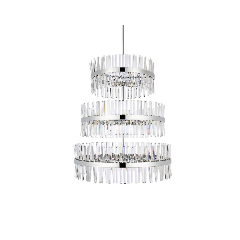 Serephina 36 inch 3 tiers crystal round chandelier light in chrome. Picture 2
