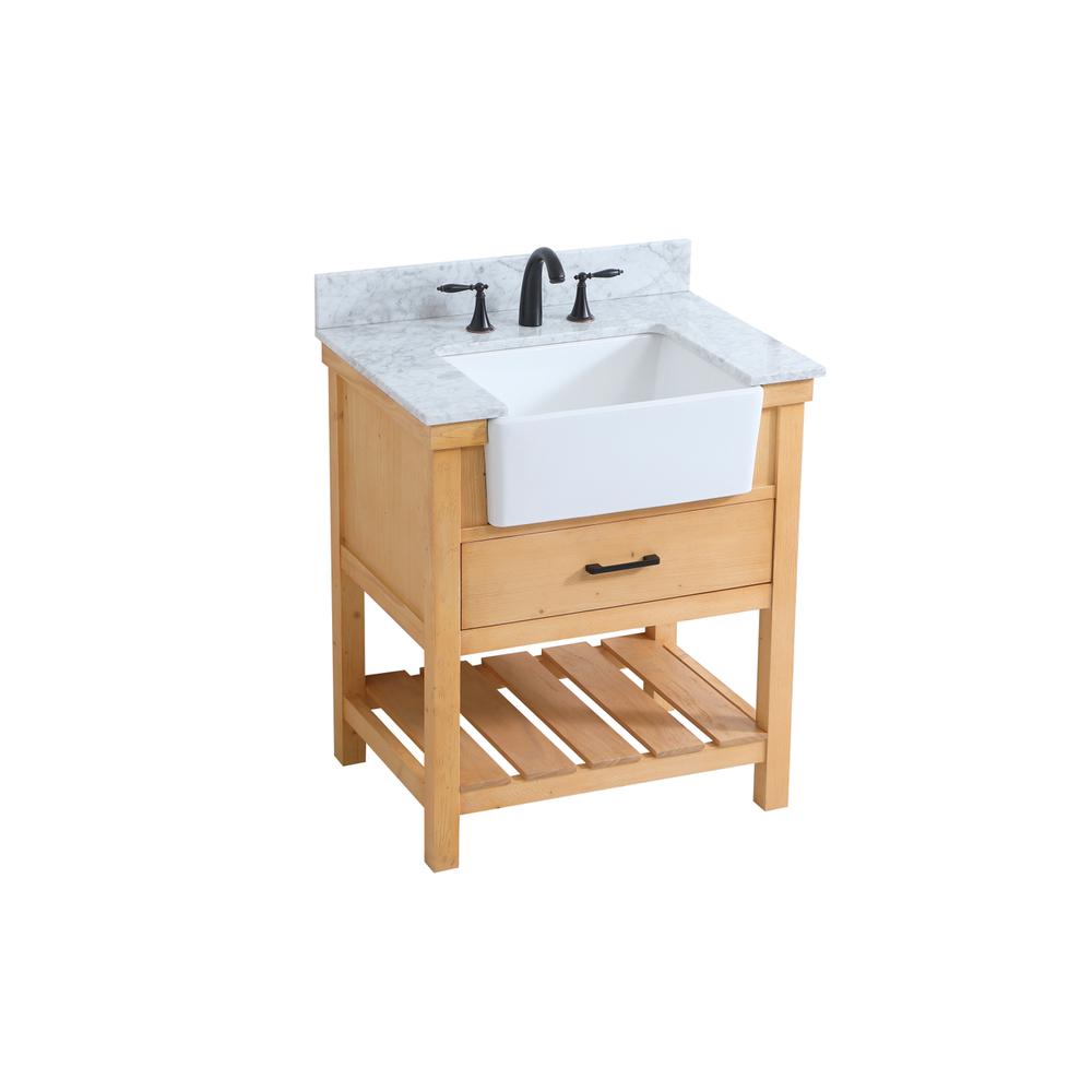 30 inch Single bathroom vanity in natural wood with backsplash. Picture 8