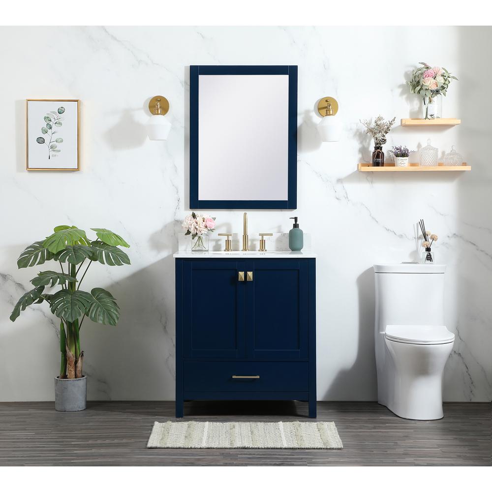 30 inch Single bathroom vanity in blue with backsplash. Picture 4