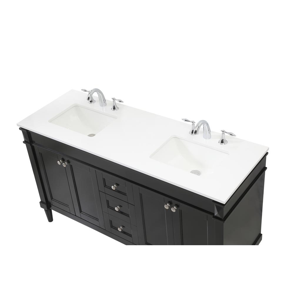 60 inch double bathroom vanity in black. Picture 10