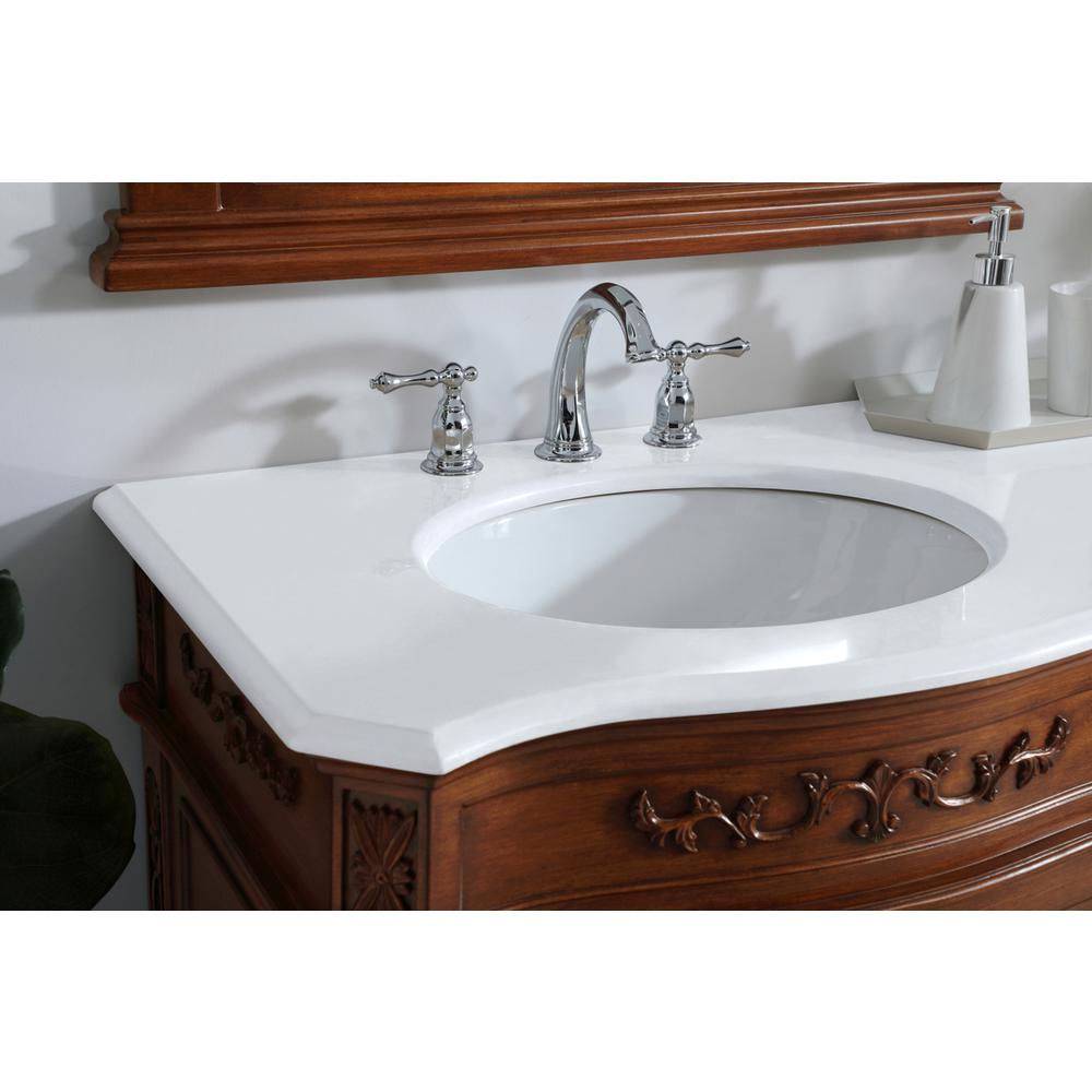72 inch Double Bathroom vanity in Teak with ivory white engineered marble. Picture 4