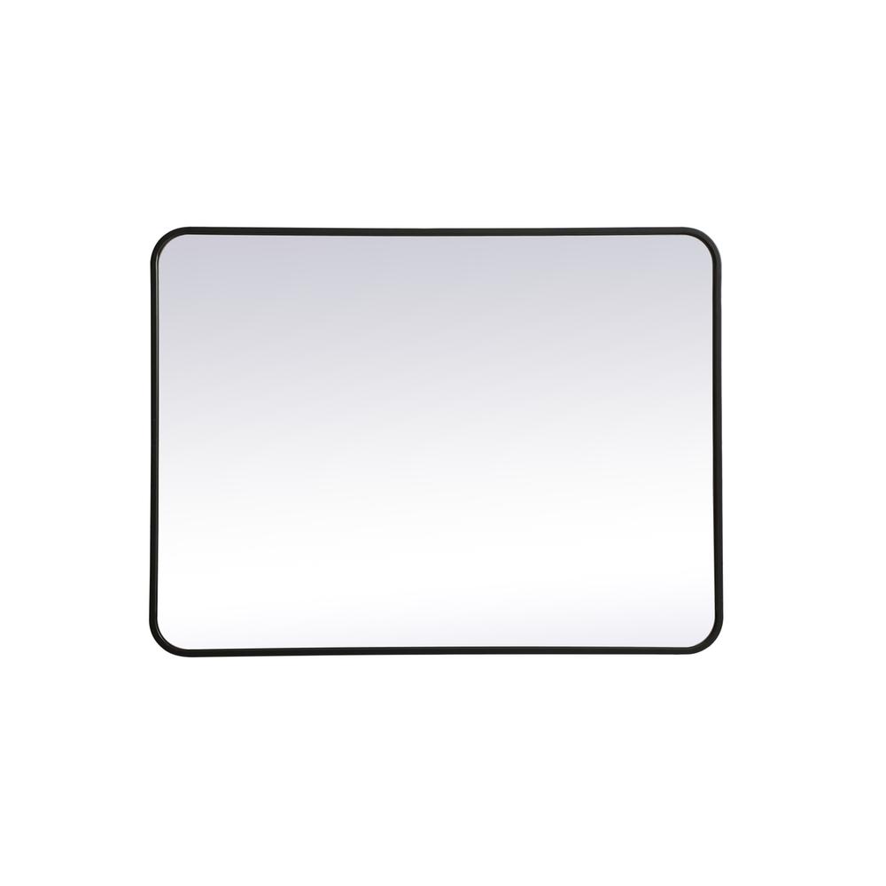 Soft corner metal rectangular mirror 27x36 inch in Black. Picture 1