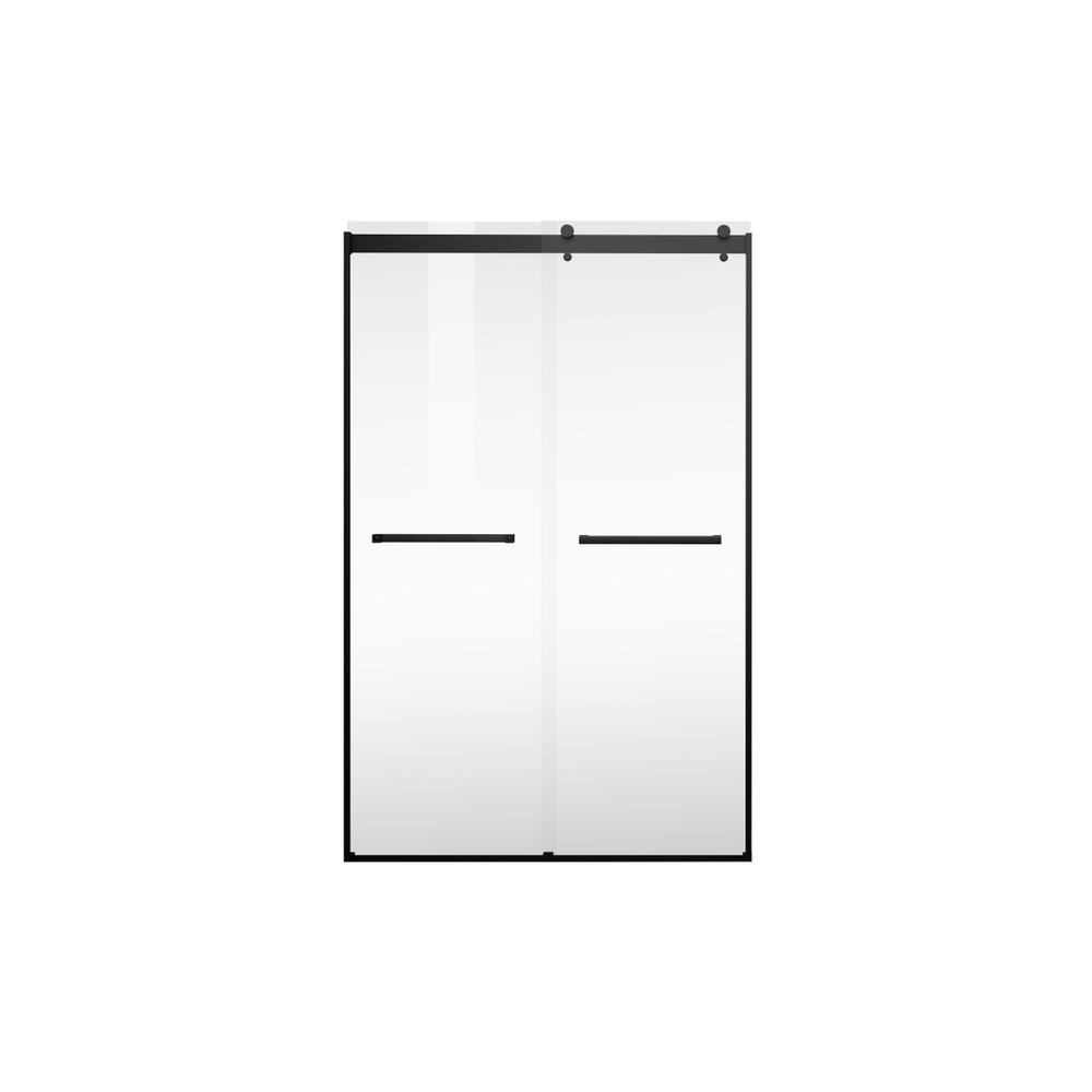 Semi-frameless shower door 48 x 76 Matte Black. Picture 10