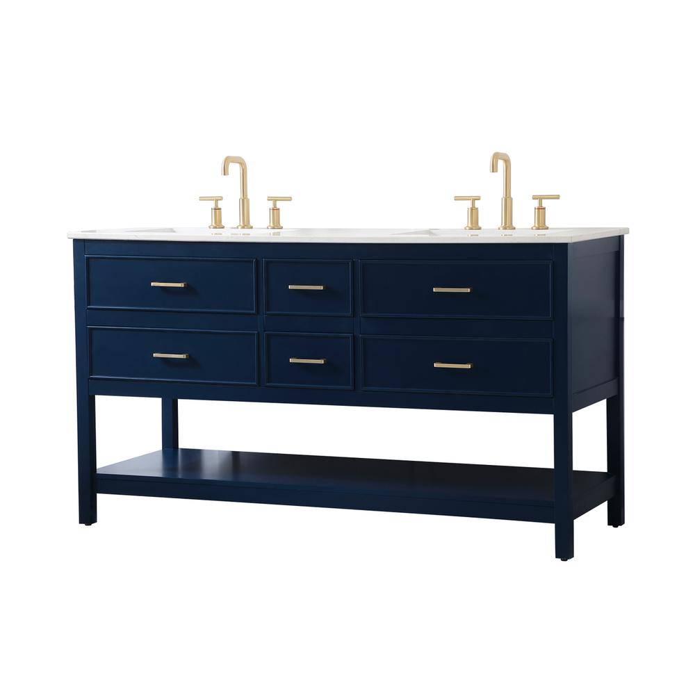 60 inch double bathroom vanity in blue. Picture 7