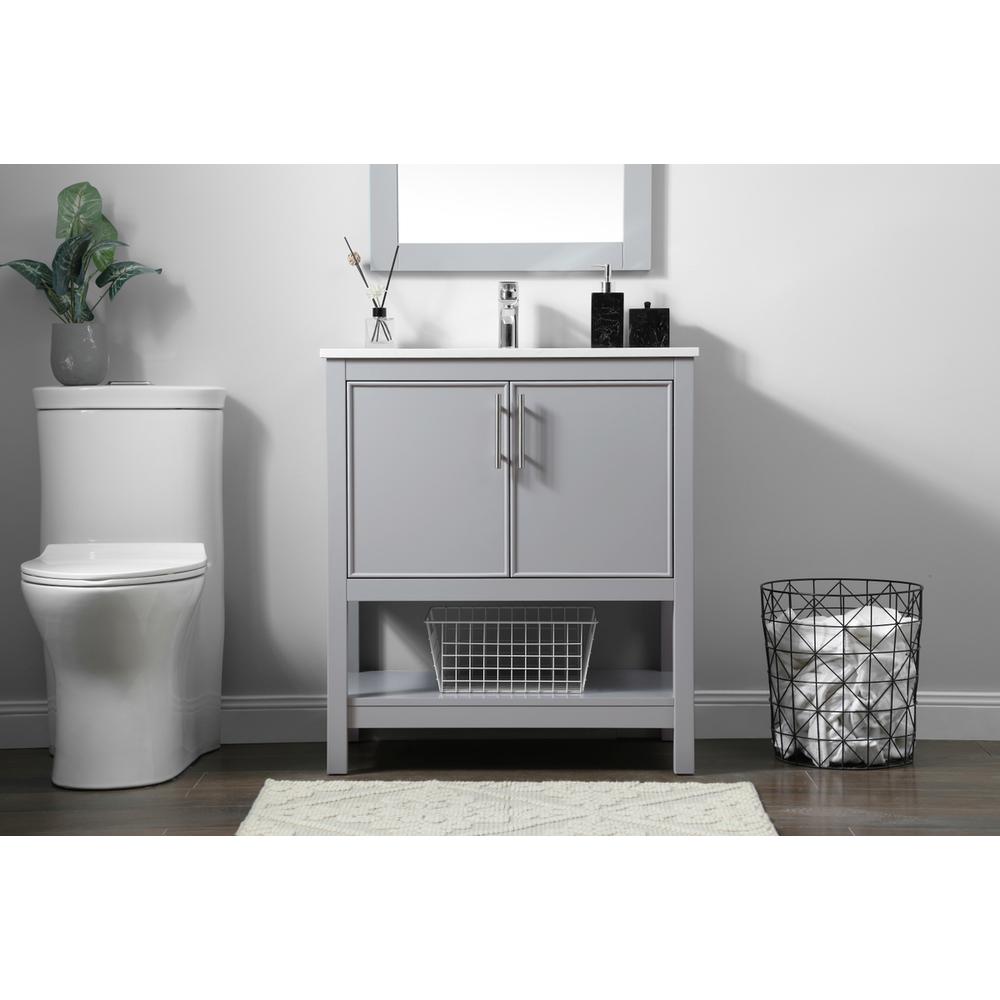 30 Inch SIngle Bathroom Vanity In Grey. Picture 14