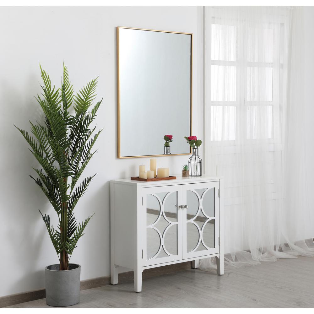 Metal frame rectangle mirror 30 inch in Brass. Picture 8