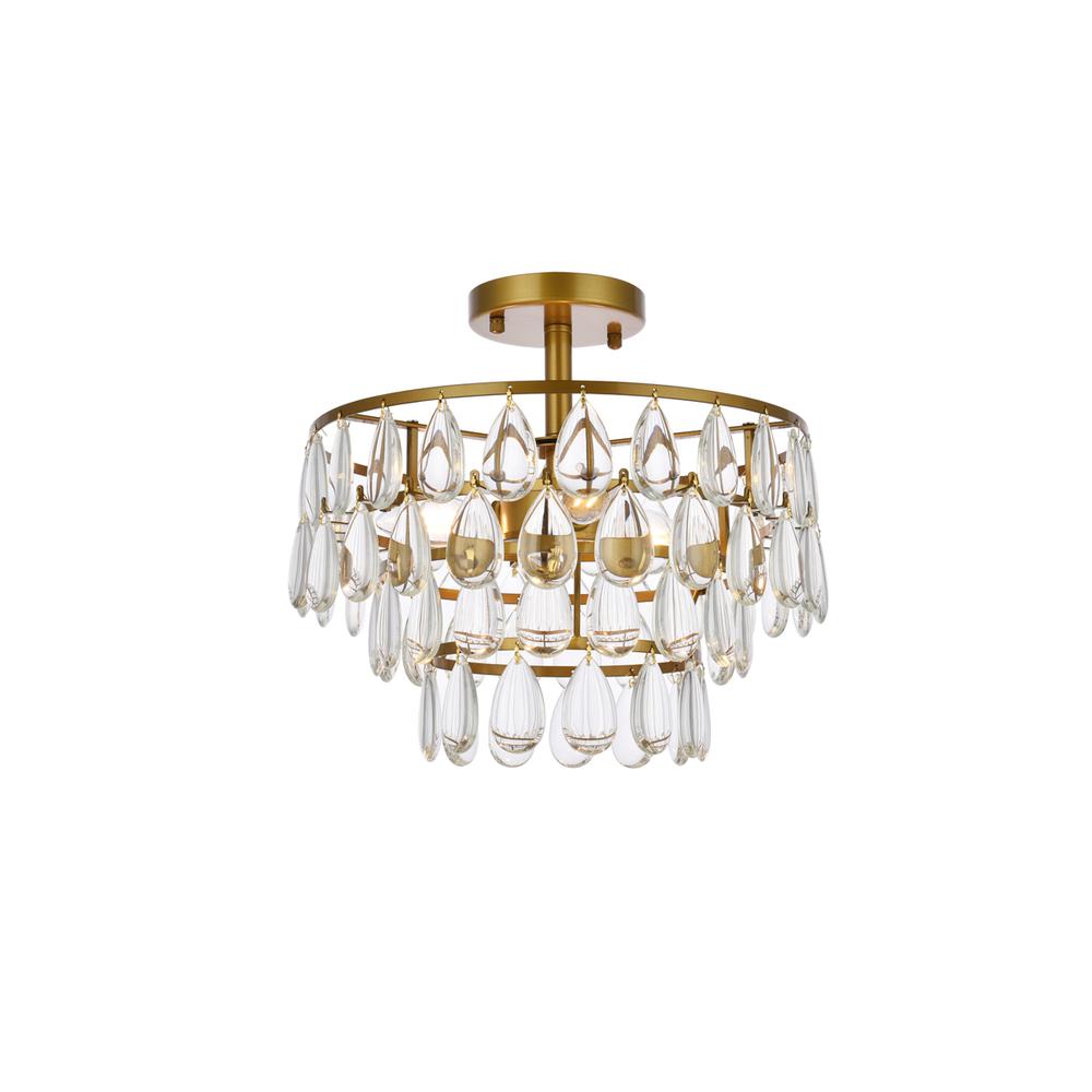 Mila 14 inch flush mount in brass. Picture 1