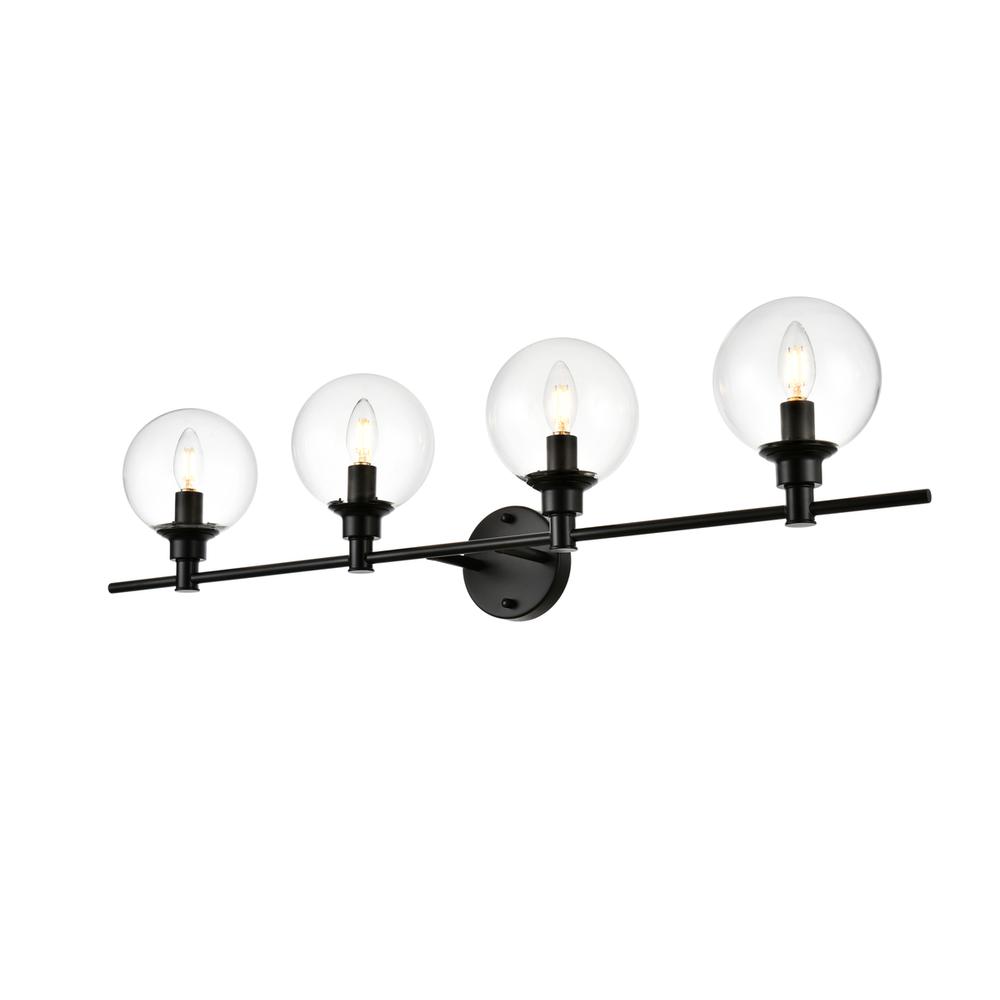 Jaelynn 4 light Black and Clear Bath Sconce. Picture 2