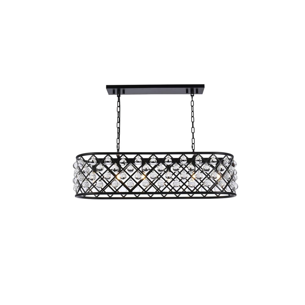 Madison 6 light Matte Black Chandelier Clear Royal Cut Crystal. Picture 1