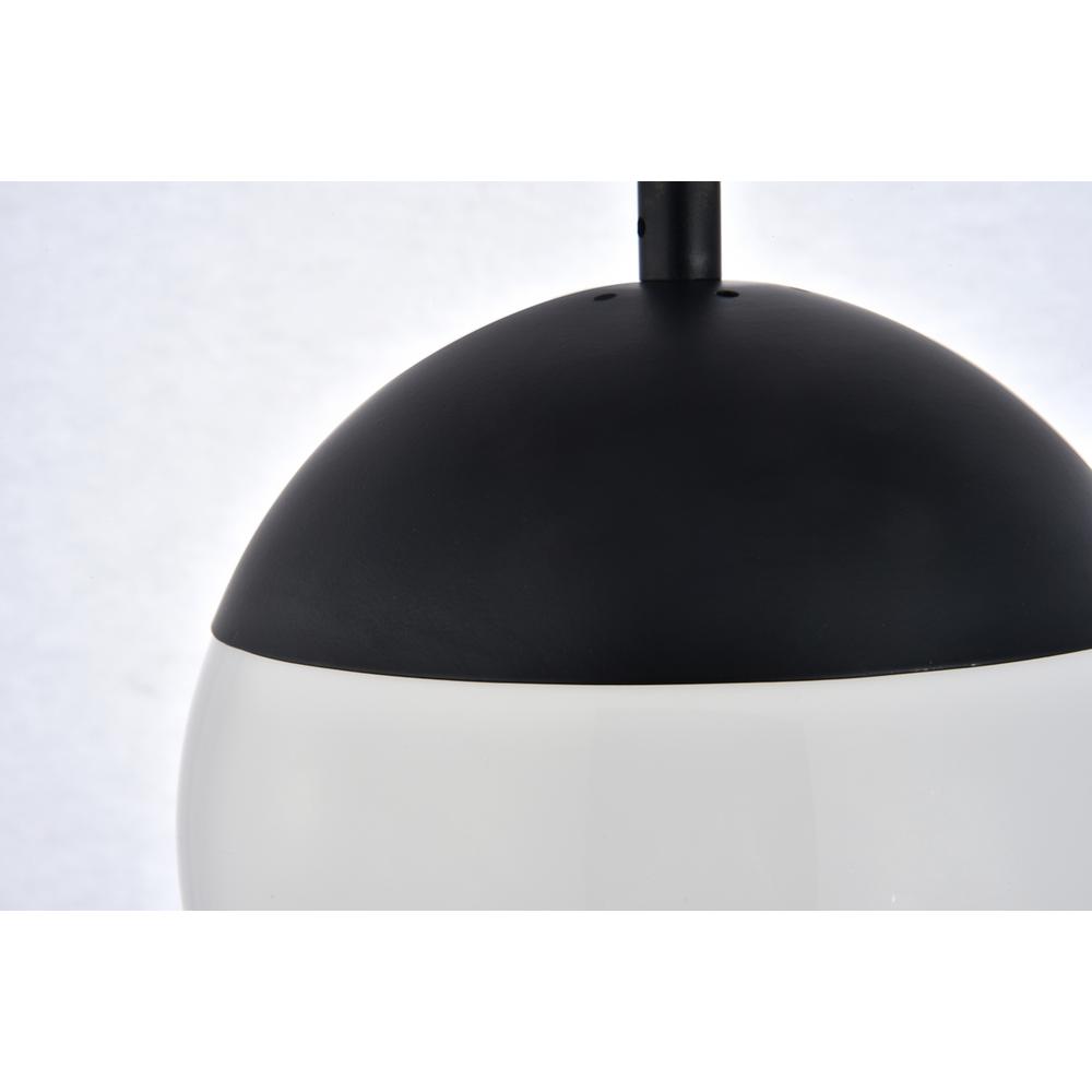 Eclipse 1 Light Black Pendant With Frosted White Glass. Picture 3