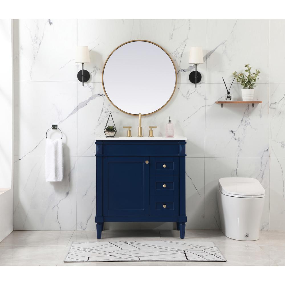 32 inch Single bathroom vanity in blue. Picture 4
