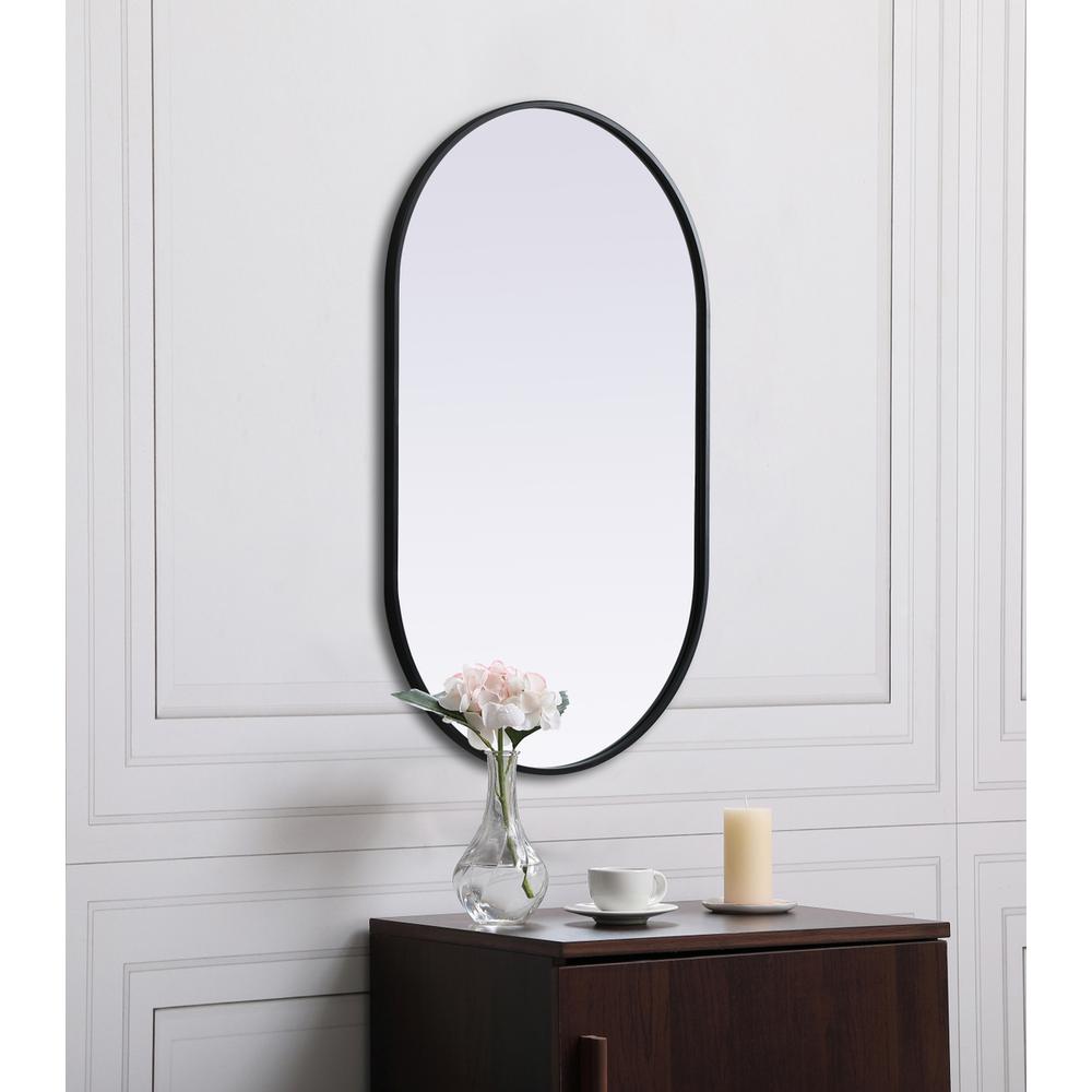 Metal Frame Oval Mirror 24x40 Inch in Black. Picture 4