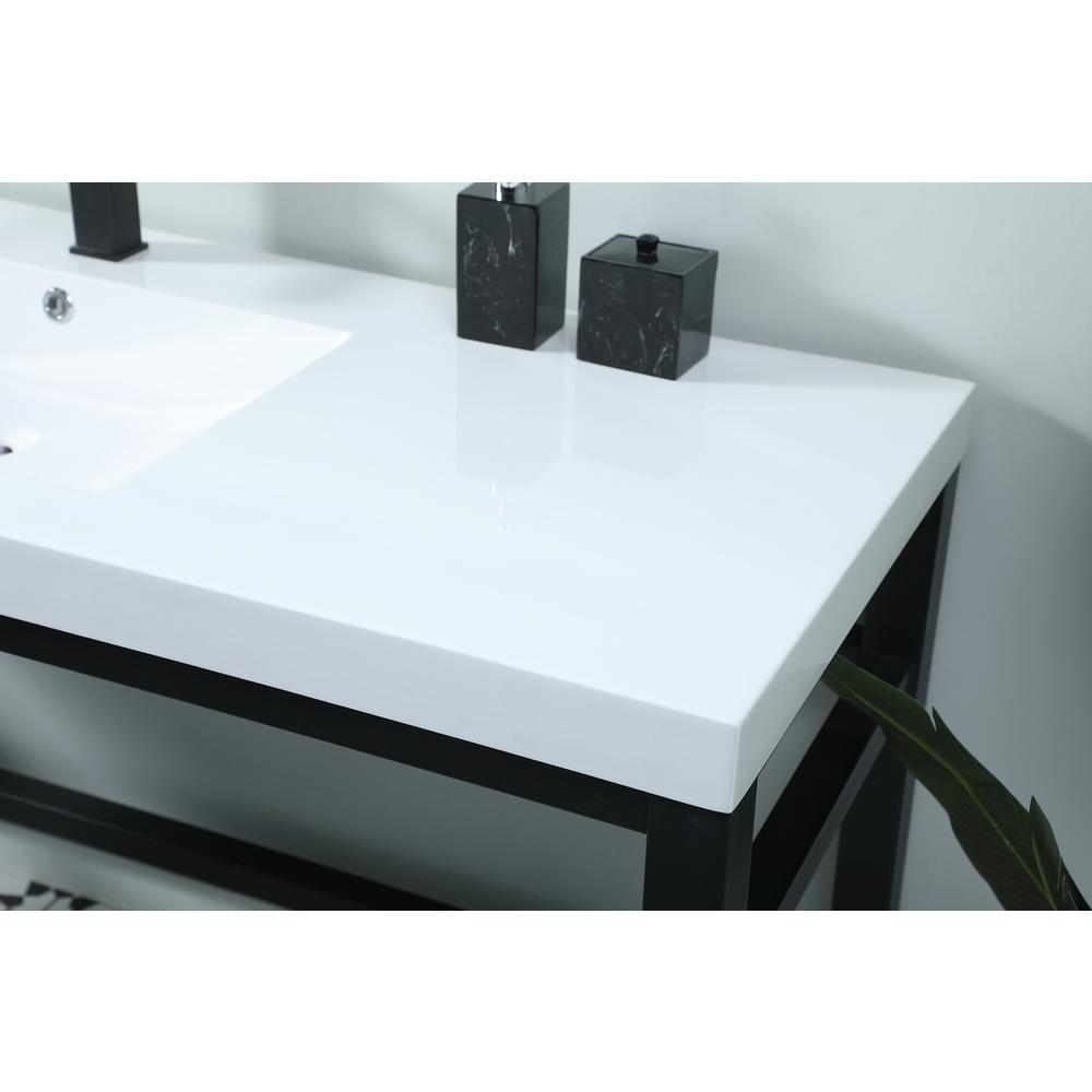 60 Inch ADA Compliant SIngle Bathroom Metal Vanity In Black. Picture 5